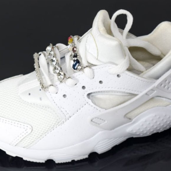 3PC Rhinestone Shoelace Silver Tone Sneaker Charm - Picture 8 of 10